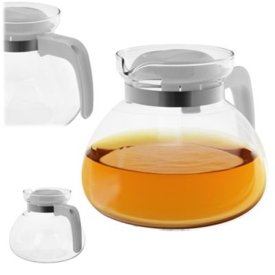 KADAX Pichet à thé résistant à la chaleur avec couvercle, verre, blanc, 1,7 L