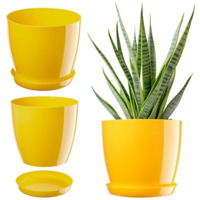 KADAX Pot de Fleur, Cache-Fleurs, Support Jaune, 28 cm