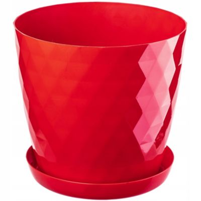 KADAX Pot de Fleur en Plastique avec Support Cache-Pot Fleurs 14 cm Rouge