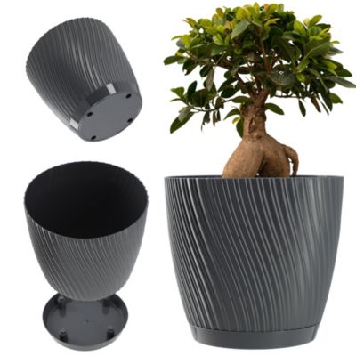 KADAX Pot de fleurs avec support 27cm Plastique gris