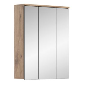 Kai - Armoire de toilette (L/H/P : 60x77x18 cm) en imitation chêne Nox