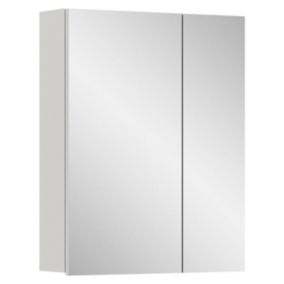 Kai - Armoire de toilette (L/H/P : 82x77x18 cm) en mélamine blanche et blanc brillant profond