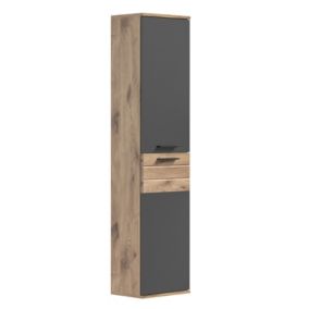 Kai - Armoire haute (L/H/P : 37x152x24 cm) en imitation Chêne Nox