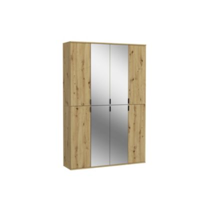 Kai - Combinaison de vestiaires (L/H/P : 121x193x34 cm) en imitation chêne Artisan / verre miroir