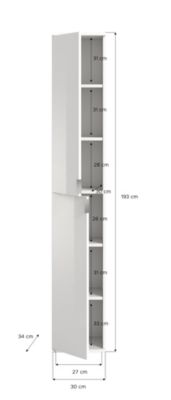 Kai - Combinaison de vestiaires (L/H/P : 121x193x34 cm) en imitation chêne Artisan / verre miroir