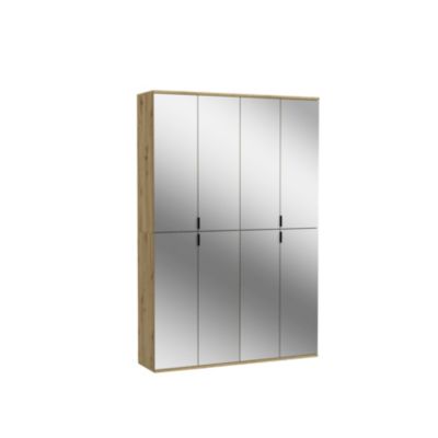 Kai - Combinaison de vestiaires (L/H/P : 122x193x34 cm) en imitation chêne Artisan et verre miroir