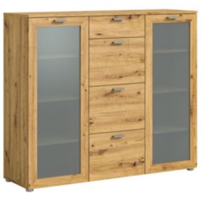 Kai - Commode (L/H/P : 135x115x37 cm) en imitation chêne Artisan