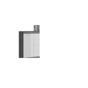 Kai - Commode (L/H/P : 165x85x37 cm) en imitation argent fumé et blanc brillant embouti