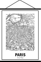 Kakemono en toile Graham & Brown Map Paris 80 x 106 cm