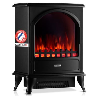 KAMINIO Cheminée électrique LENI - Poêle électrique avec chauffage, effet de flamme 3D - Noir