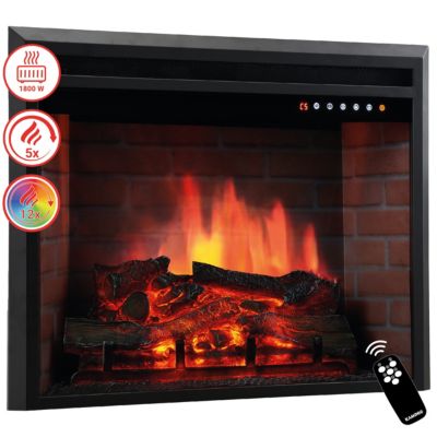 KAMINIO Cheminée électrique LUCA - Cheminée encastrable avec chauffage, effet de flamme 3D, 12 couleurs de flammes - 30 pouces
