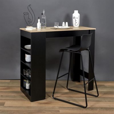 KANPE - Table de Bar Mange-Debout avec Etagères