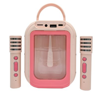 YLL Machine à Karaoké Pour Enfants, Haut-parleur Bluetooth Portable Avec 2 Microphones Sans Fil 18 Chansons Pre Chargees Cadeaux Danniversaire Pour Filles De 4 5 6 7 8 Ans Et Plus Rose Rouge