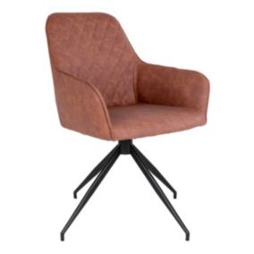 KARBO - Fauteuil Pivotant Simili Marron et Piétement Acier