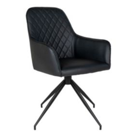 KARBO - Fauteuil Pivotant Simili Noir et Piétement Acier