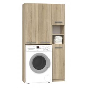 KARLI - Ensemble salle de bain style moderne - 96x30x183 - 4 portes+2 tablettes