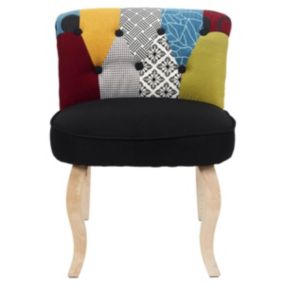 KERAVA - Fauteuil avec Dossier Capitonné Motif Patchwork