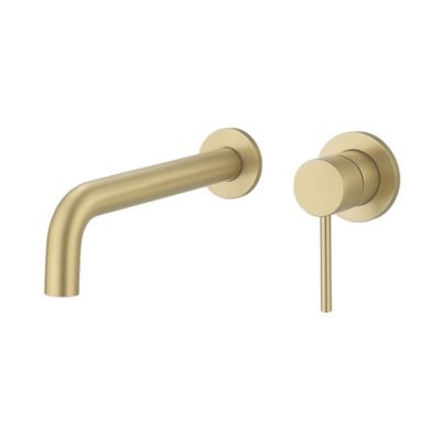 Kibath Robinet de lavabo monocommande encastré avec finition or brossé en laiton
