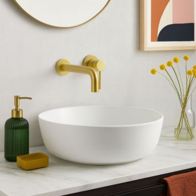 Kibath Robinet de lavabo monocommande encastré avec finition or brossé en laiton