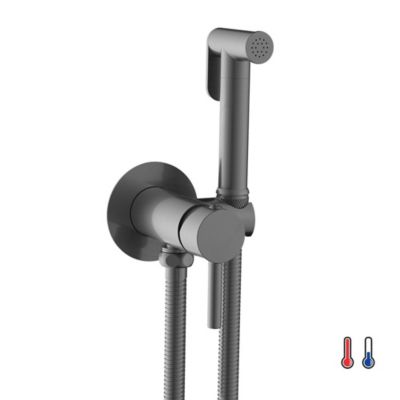 Kibath Robinet WC HYGIÈNE INTIME 2 eaux, NOIR MAT, en laiton
