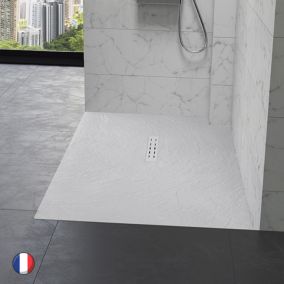 KINEDO Receveur antidérapant 120 x 90 Kinestone biolith rectangle blanc