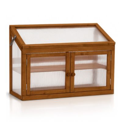 Kinto - Mini serre 90x70x37 cm pour intérieur et extérieur Porte-plantes en bois épicéa et polycarbonate