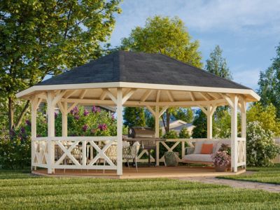 Kiosque de jardin en bois Betty - PALMAKO - 25 m² - 465 x 615 cm