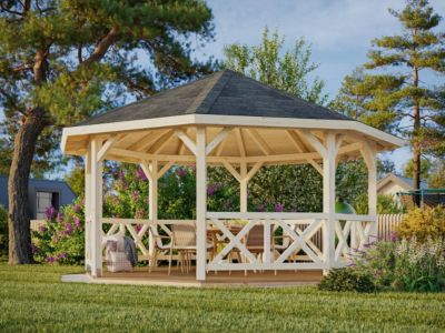Kiosque de jardin en bois Betty - PALMAKO - Diamètre 465 cm - 18 m²