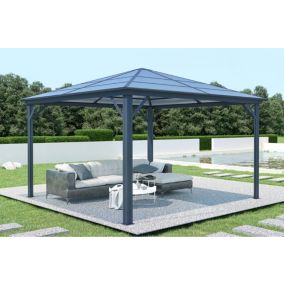 Kiosque de jardin GRACE 3,5x3,5m aluminium Gris anthracite