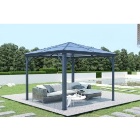 Kiosque de jardin GRACE 3x3m aluminium Gris anthracite