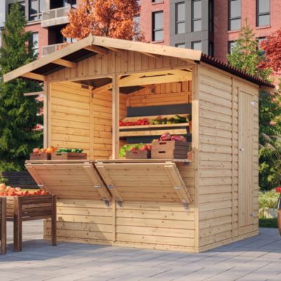 Kiosque en bois - 4 m² - 263x253xH232 cm - avec 2 fenêtres de vente - M149 - Timbela