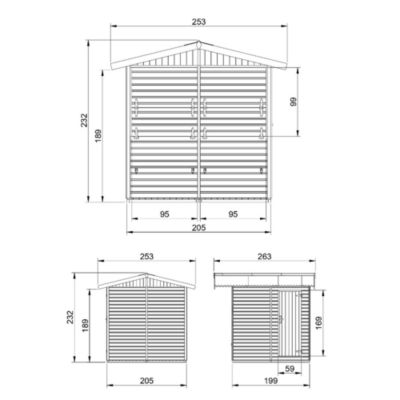 Kiosque en bois - 4 m² - 263x253xH232 cm - avec 2 fenêtres de vente - M149 - Timbela