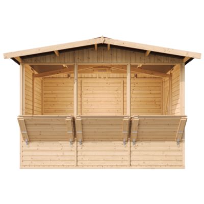 Kiosque en bois - 6 m² - 263x336xH232 cm - avec 3 fenêtres de vente - M150A - Timbela