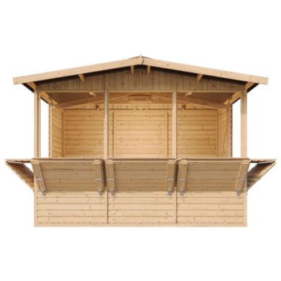Kiosque en bois - 6 m² - 263x336xH232 cm - avec 5 fenêtres de vente - M150B - Timbela