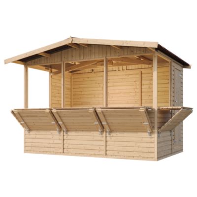 Kiosque en bois - 6 m² - 263x336xH232 cm - avec 5 fenêtres de vente - M150B - Timbela