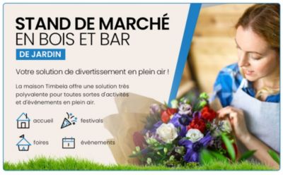 Kiosque en bois - 6 m² - 263x336xH232 cm - avec 5 fenêtres de vente - M150B - Timbela