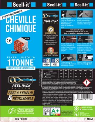 Kit 1 pistolet professionnel + 2 cartouches de scellement chimique polyester 280 ML