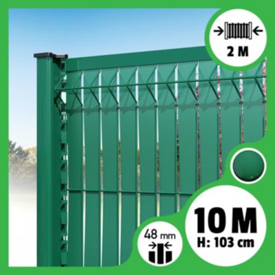 Kit 10m occultation lattes aluminium pour panneau rigide maille 55 - H 1m03 x 2m Vert
