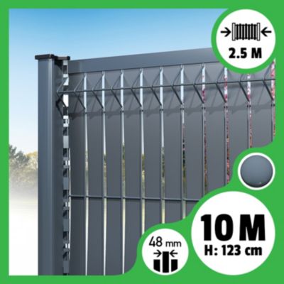 Kit 10m occultation lattes aluminium pour panneau rigide maille 55 - H 1m23 x 2m50 Gris anthracite