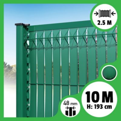 Kit 10m occultation lattes aluminium pour panneau rigide maille 55 - H 1m93 x 2m50 Vert