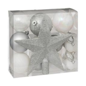 Kit 18 Pièces Déco "Noël" 21cm Argent