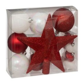 Kit 18 Pièces Déco "Noël" 21cm Rouge & Blanc