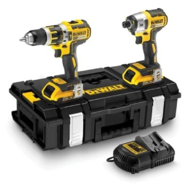 Kit 2 outils 18V 5Ah Li-Ion : perceuse visseuse Compact et visseuse à chocs en mallette TSTAK II-DCK268P2T