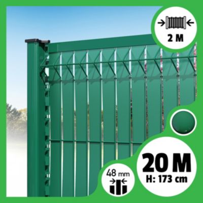 Kit 20m occultation lattes aluminium pour panneau rigide maille 55 - H 1m73 x 2m Vert