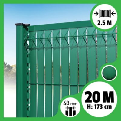 Kit 20m occultation lattes aluminium pour panneau rigide maille 55 - H 1m73 x 2m50 Vert