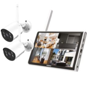Kit 2x Cameras PRO Vidéo Surveillance Full HD 1080p avec Ecran 12" 30cm Sans Fil SEMAC