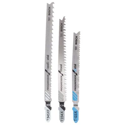 Kit 3 Lames Scie Sauteuse Progressor Bois, Metal, Plastiques T123Xf,T234X,T345Xf