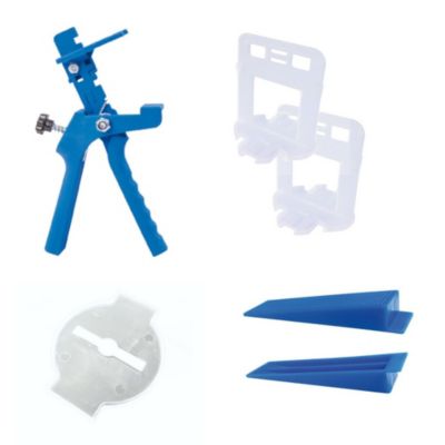 Kit 301 pcs de Pose Carrelage 100 Croisillons 3 mm Autonivelants + 1 Pince + 100 Cales + 100 pcs Bagues de Protection - Diamwood