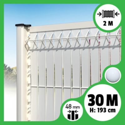 Kit 30m occultation lattes aluminium pour panneau rigide maille 55 - H 1m93 x 2m Blanc