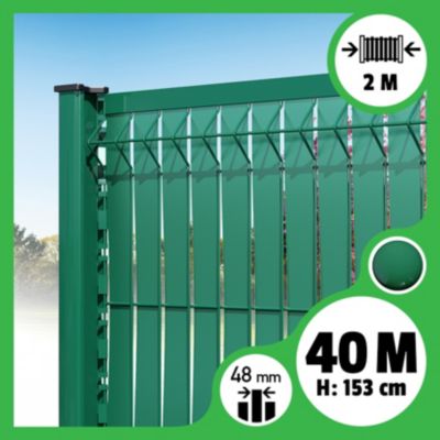 Kit 40m occultation lattes aluminium pour panneau rigide maille 55 - H 1m53 x 2m Vert